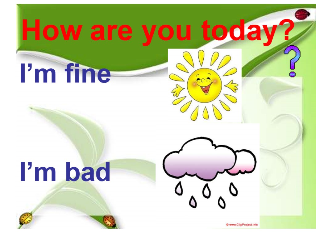 How are you today? I’m fine I’m bad